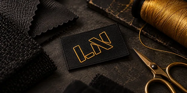 AI-обложка LN MARKET: ткань, вышивка и знак LN